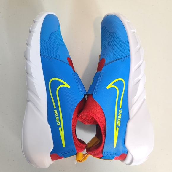 NIKE Flex Runner 2 GS Photo Blue Atomic Green Slip-On Sneakers - Picture 8 of 10